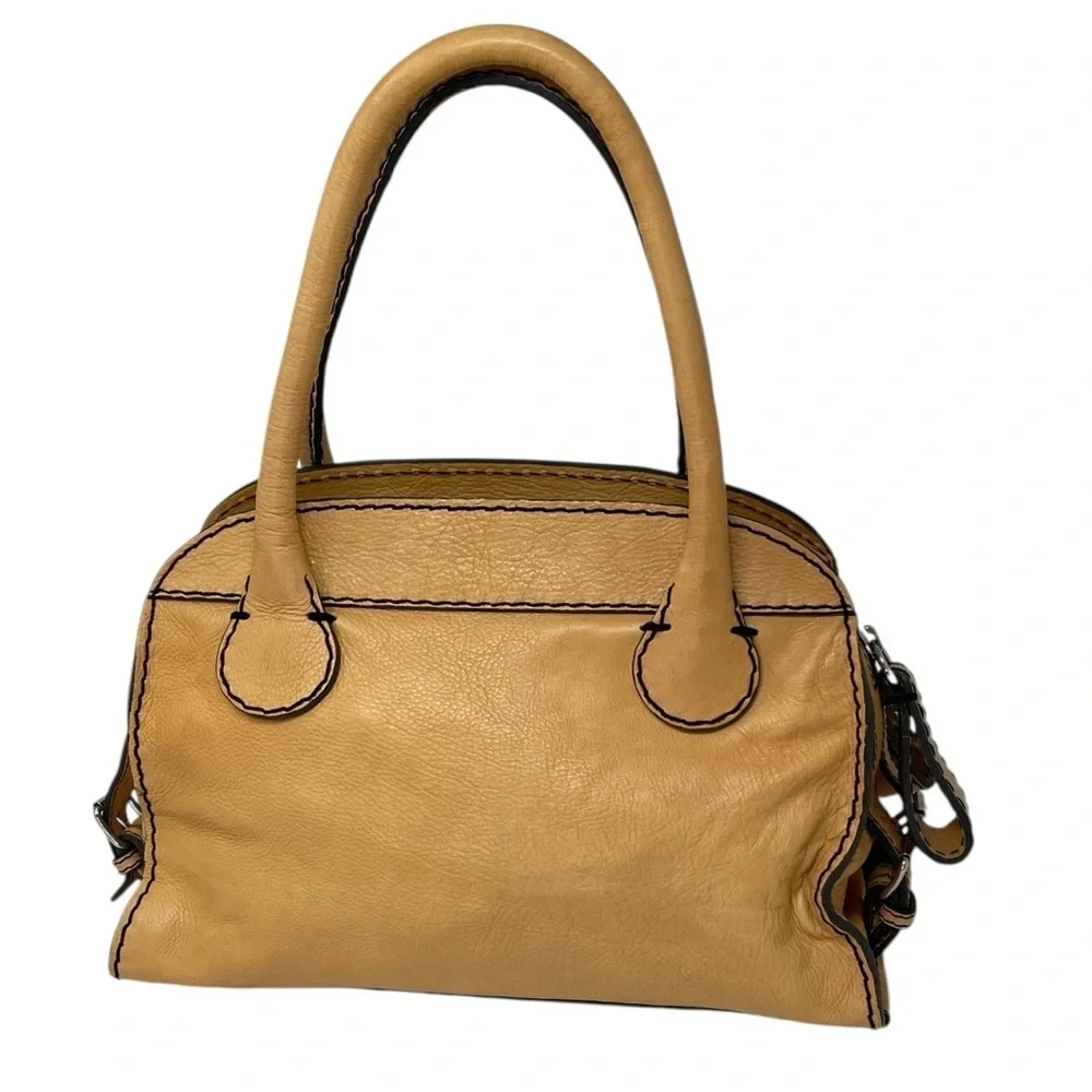 CHLOE Satchel Tote Purse Camel Brown Leather Buttery Pebbled Leather Luxury